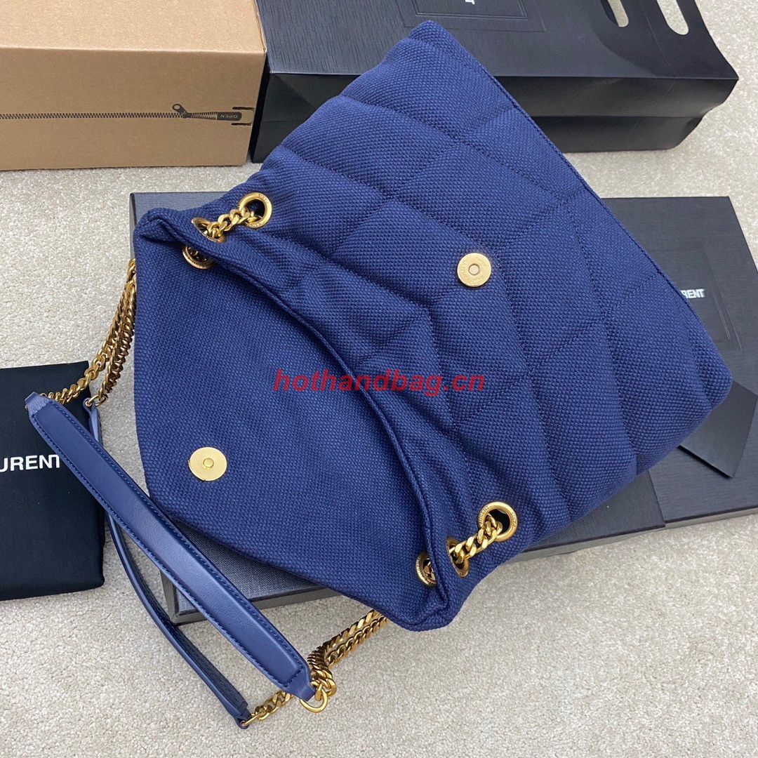 SAINT LAURENT LOULOU MEDIUM CHAIN BAG IN CANVAS 577476 BLUE