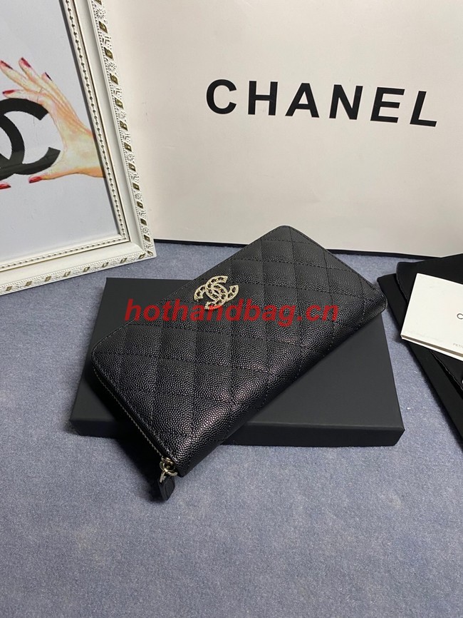 Chanel Calfskin Leather & Gold-Tone Metal AP2739 black