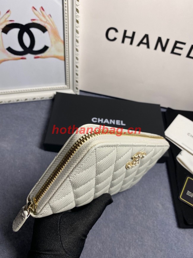 Chanel Calfskin Leather & Gold-Tone Metal AP2739 white