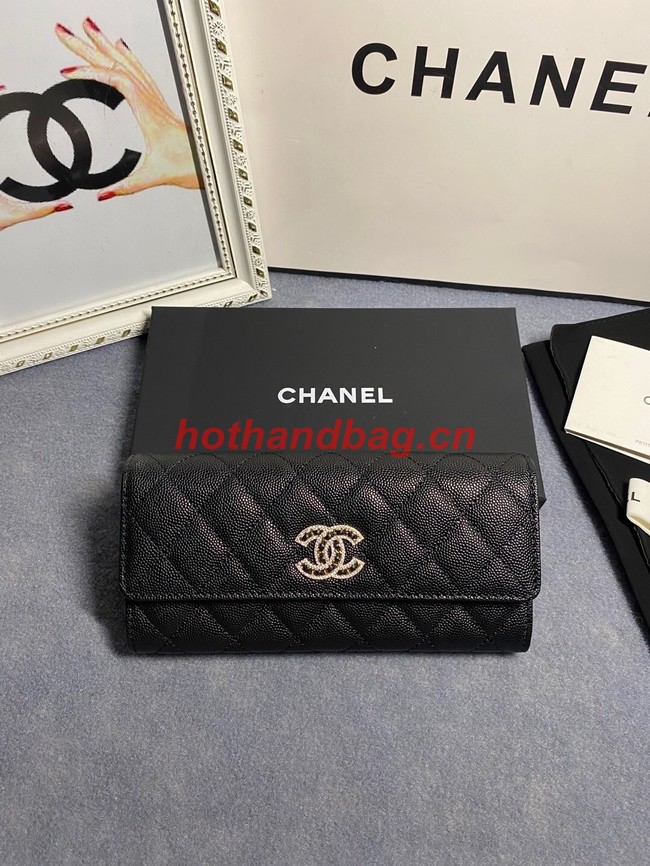 Chanel Calfskin Leather & Gold-Tone Metal AP2740  black