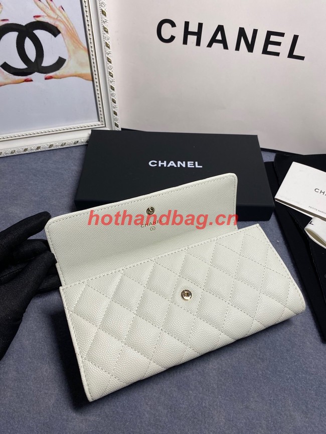 Chanel Calfskin Leather & Gold-Tone Metal AP2740 white