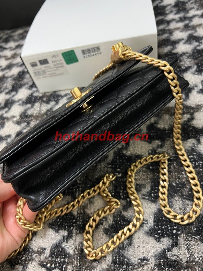 Chanel WALLET ON CHAIN Lambskin & Gold-Tone Metal AP3043 black