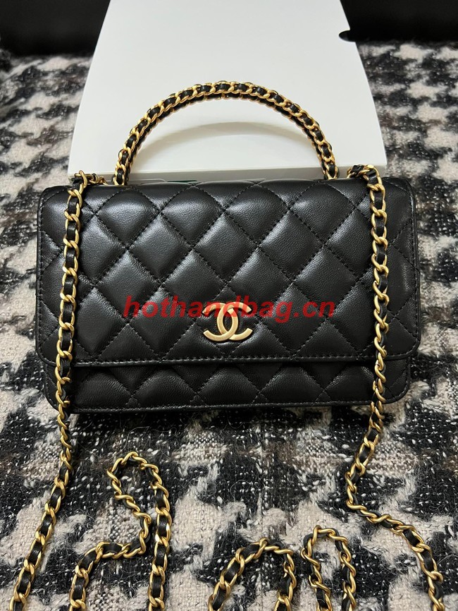 Chanel WALLET ON CHAIN Lambskin & Gold-Tone Metal 68113 black