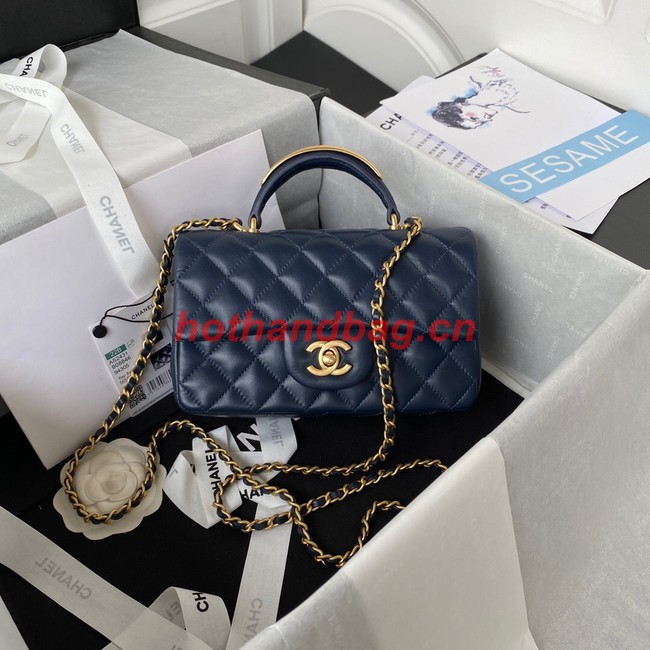 Chanel MINI FLAP BAG WITH TOP HANDLE AS2431 dark blue