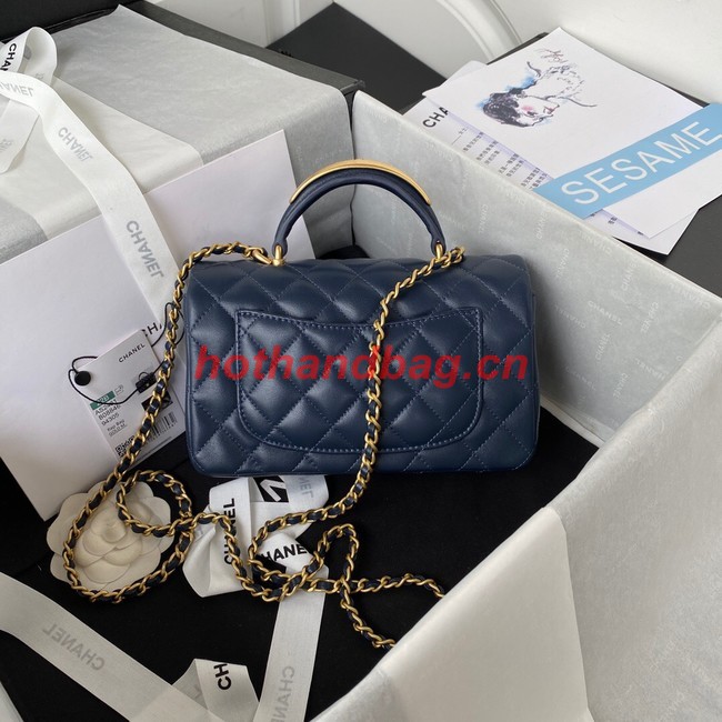 Chanel MINI FLAP BAG WITH TOP HANDLE AS2431 dark blue