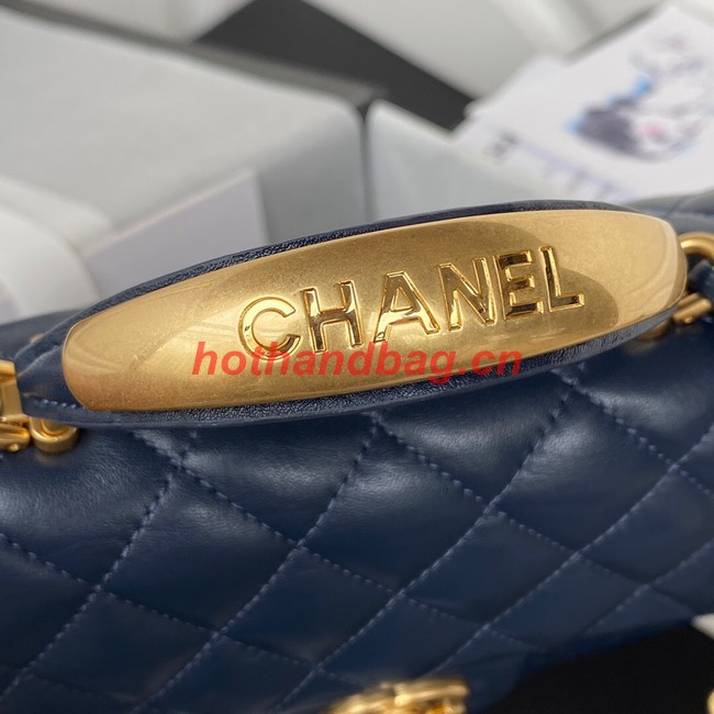 Chanel MINI FLAP BAG WITH TOP HANDLE AS2431 dark blue