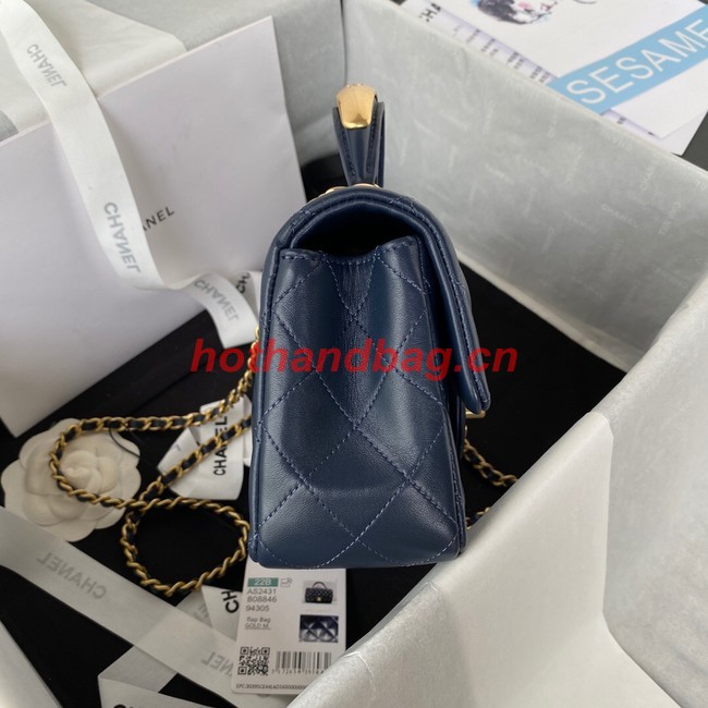 Chanel MINI FLAP BAG WITH TOP HANDLE AS2431 dark blue