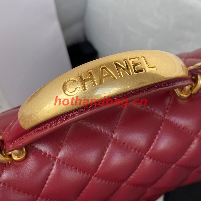 Chanel MINI FLAP BAG WITH TOP HANDLE AS2431 red