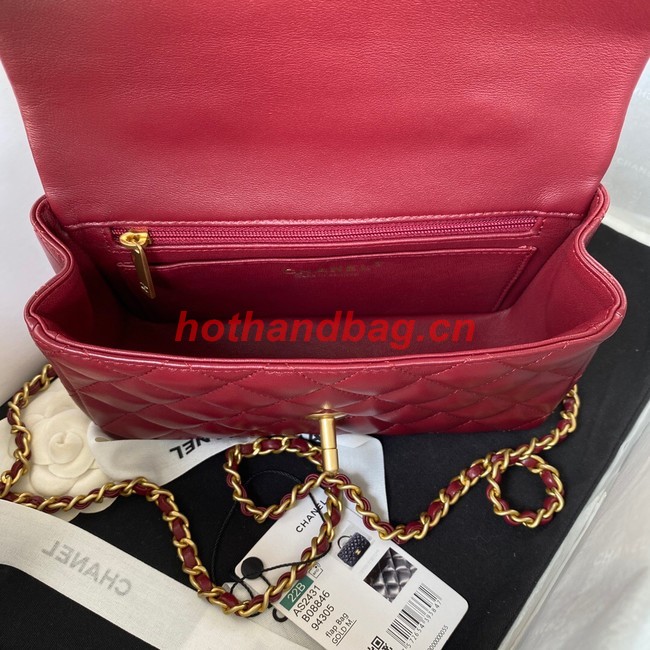 Chanel MINI FLAP BAG WITH TOP HANDLE AS2431 red