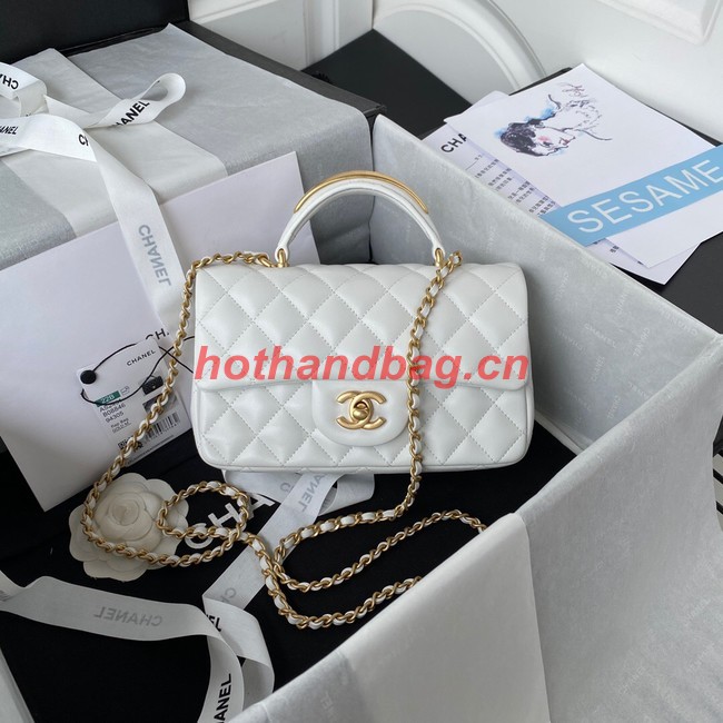 Chanel MINI FLAP BAG WITH TOP HANDLE AS2431 white