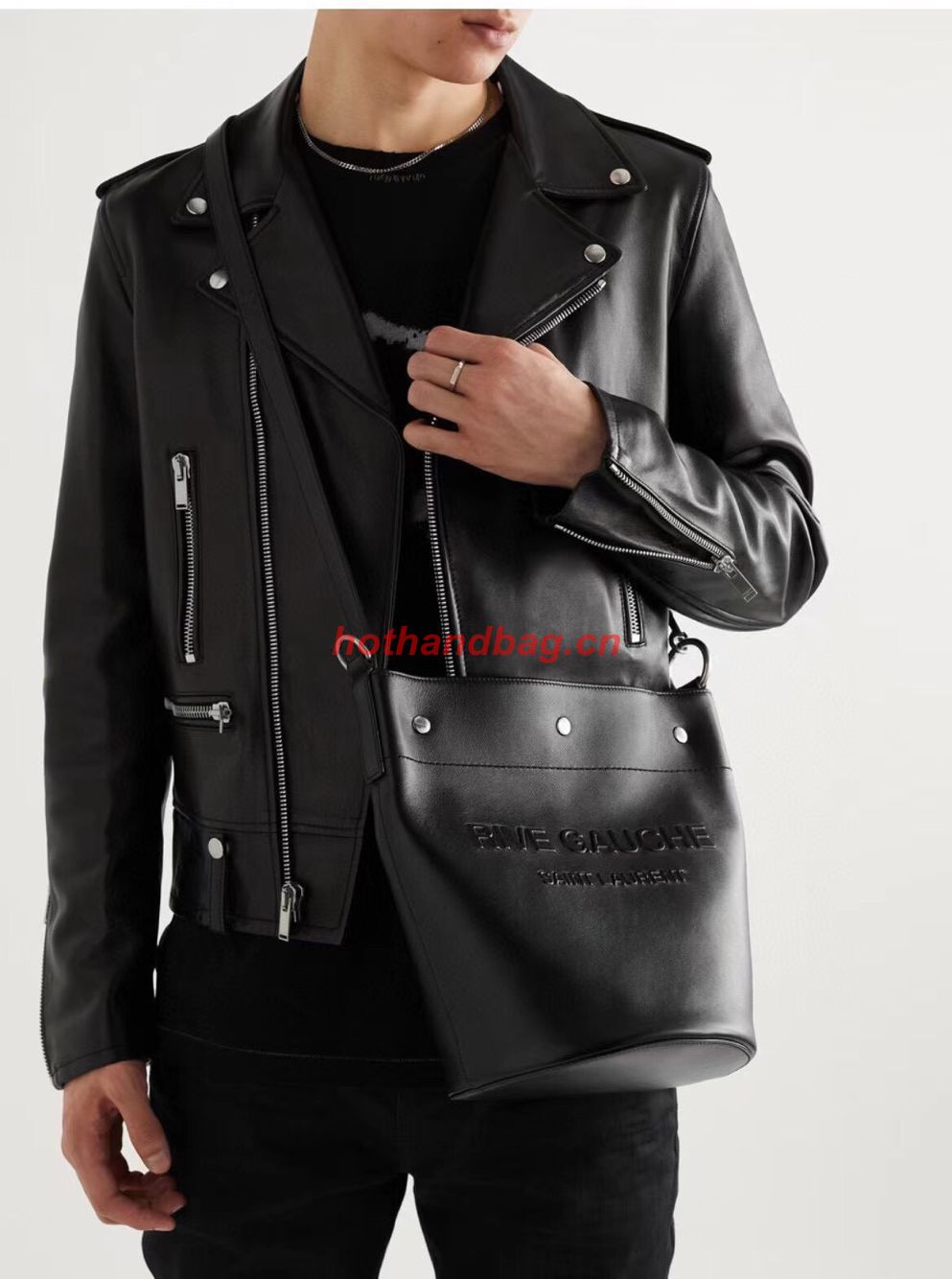 SAINT LAUREN RIVE GAUCHE BUCKET BAG IN SMOOTH LEATHER Y689299A black