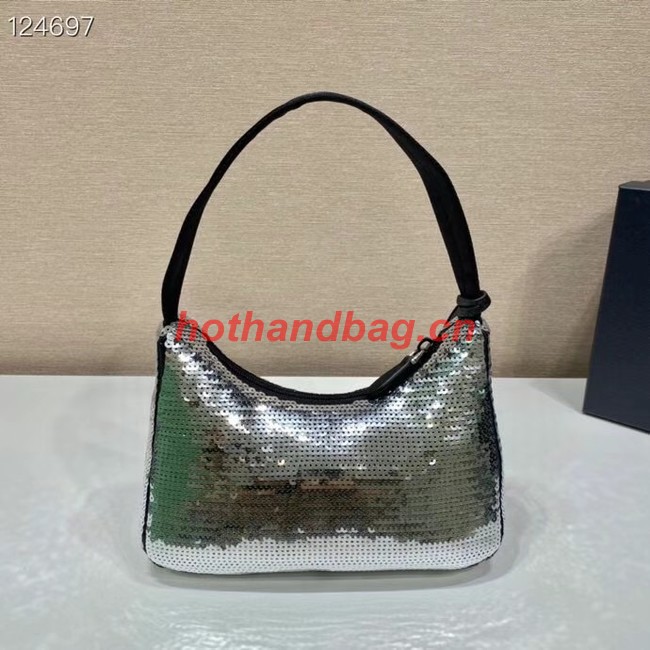 Prada Re-Edition 2000 sequined Re-Nylon mini-bag 1BC515 silver