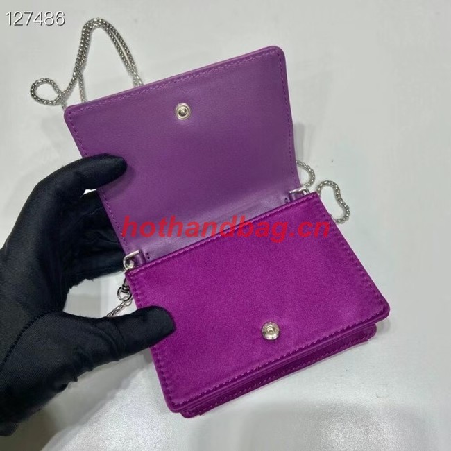 Prada Crystal-studded card holder with shoulder strap 1MR024 Purplish