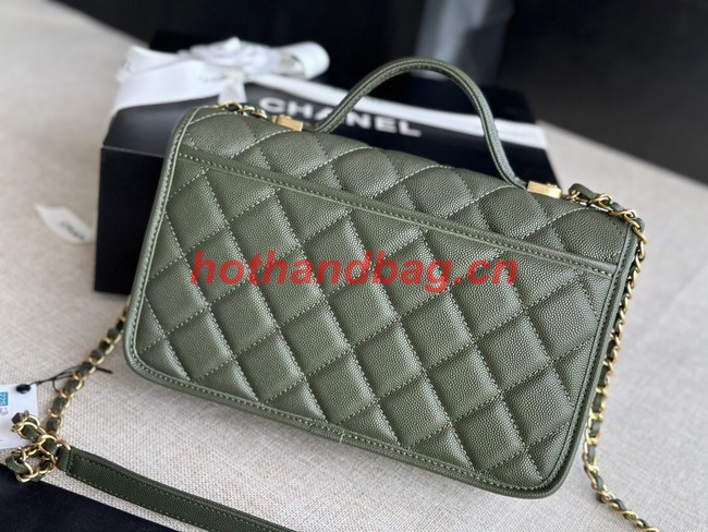 Chanel SMALL FLAP BAG WITH TOP HANDLE AS3653 blackish green