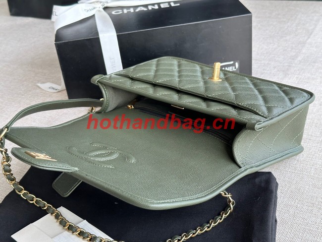 Chanel SMALL FLAP BAG WITH TOP HANDLE AS3653 blackish green