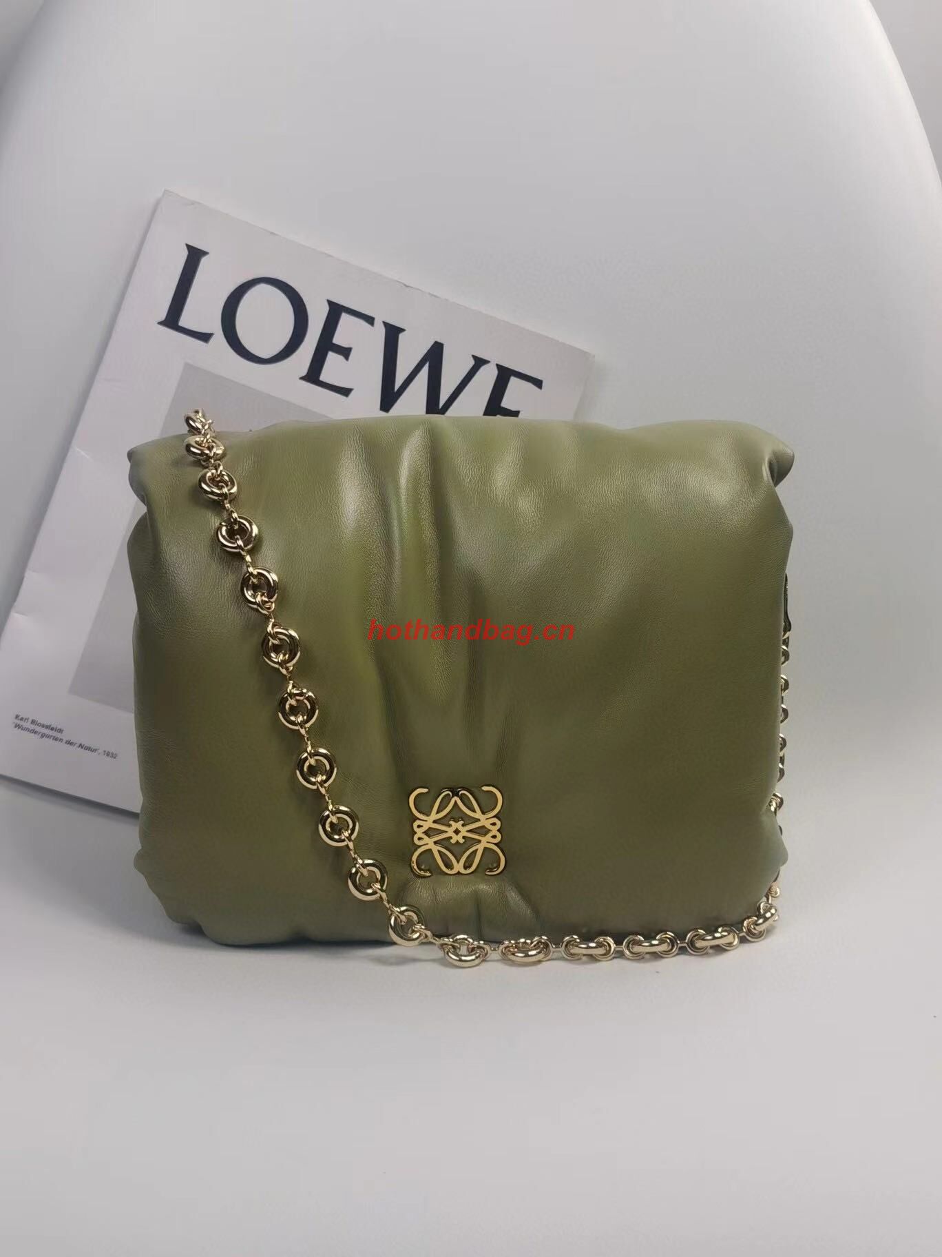 Loewe Puffer Goya Original Sheepskin Leather Bag 9801 Green