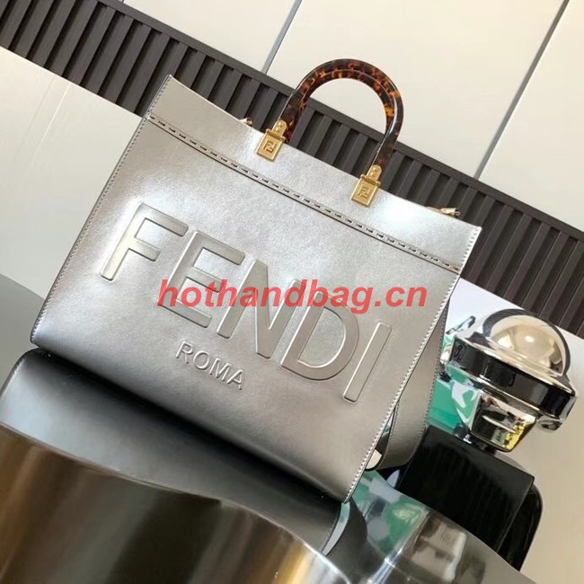 Fendi Sunshine Medium leather shopper 8BH386A silver