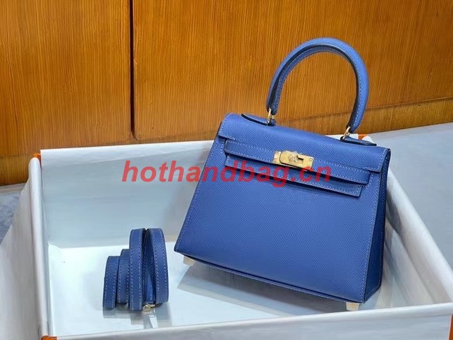 Hermes Kelly 20cm Shoulder Bags Epsom KL2750 blue&gold