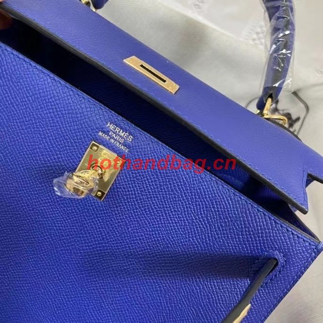 Hermes Kelly 25cm Shoulder Bags Epsom KL2755 Electrooptic blue&gold