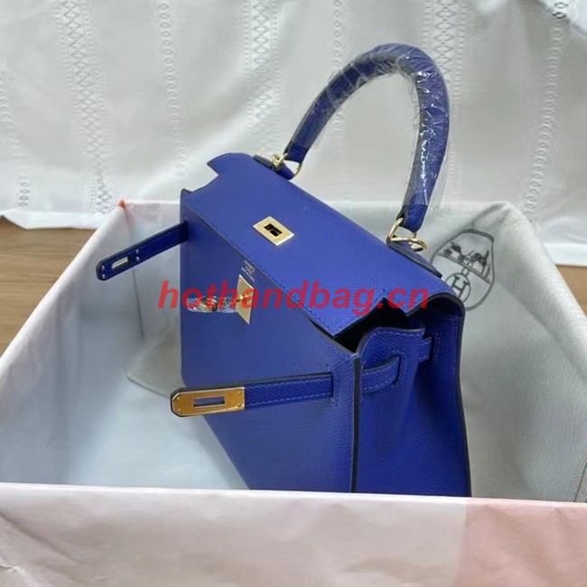 Hermes Kelly 25cm Shoulder Bags Epsom KL2755 Electrooptic blue&gold