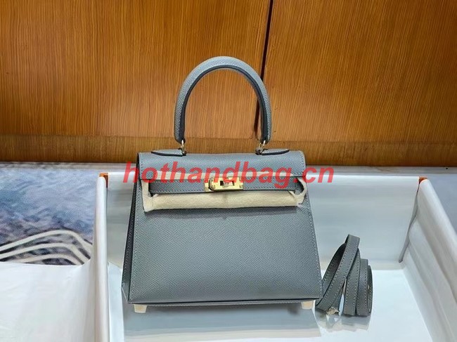 Hermes Kelly 20cm Shoulder Bags Epsom KL2750 Iron gray&gold