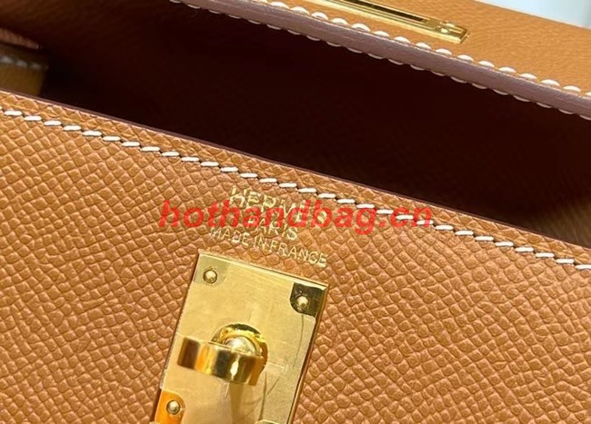 Hermes Kelly 20cm Shoulder Bags Epsom KL2750 brown&gold