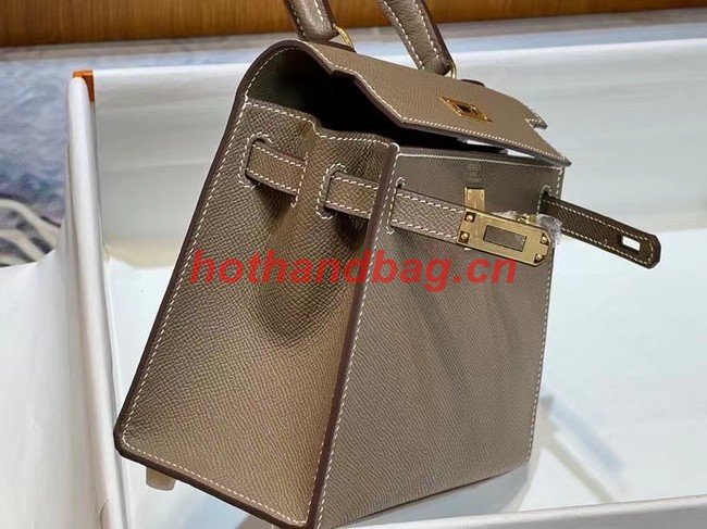 Hermes Kelly 20cm Shoulder Bags Epsom KL2750 gray&gold