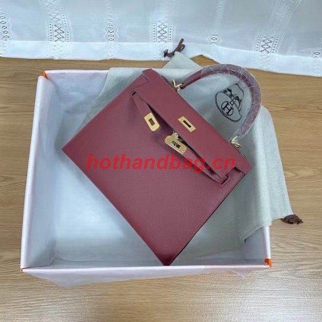 Hermes Kelly 25cm Shoulder Bags Epsom KL2755 Burgundy&gold-Tone Metal