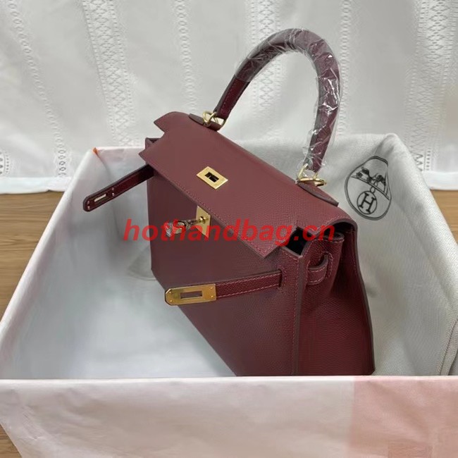 Hermes Kelly 25cm Shoulder Bags Epsom KL2755 Burgundy&gold-Tone Metal