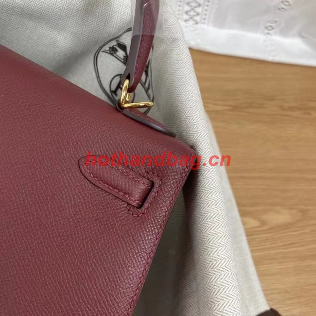 Hermes Kelly 25cm Shoulder Bags Epsom KL2755 Burgundy&gold-Tone Metal