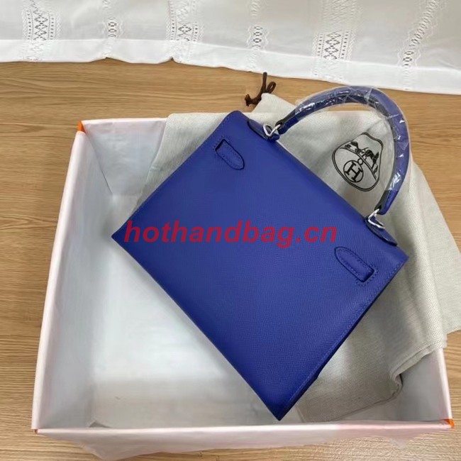 Hermes Kelly 25cm Shoulder Bags Epsom KL2755 Electrooptic blue&silver-Tone Metal