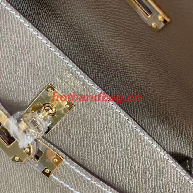 Hermes Kelly 25cm Shoulder Bags Epsom KL2755 Elephant Grey&gold-Tone Metal