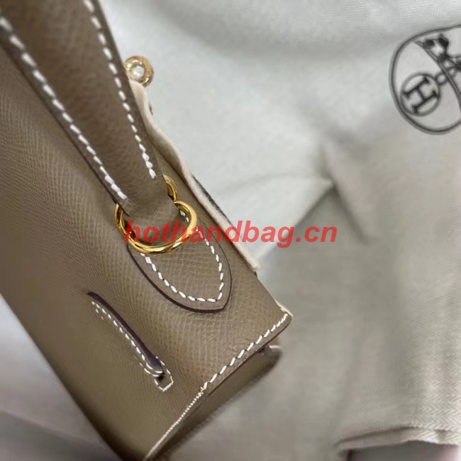 Hermes Kelly 25cm Shoulder Bags Epsom KL2755 Elephant Grey&gold-Tone Metal