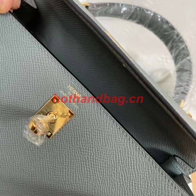 Hermes Kelly 25cm Shoulder Bags Epsom KL2755 Fog blue&gold-Tone Metal