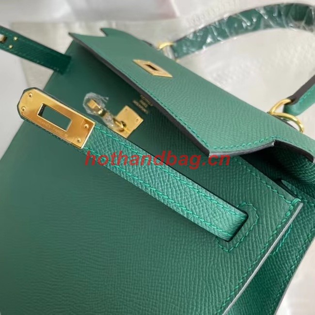 Hermes Kelly 25cm Shoulder Bags Epsom KL2755 Lake green&gold-Tone Metal