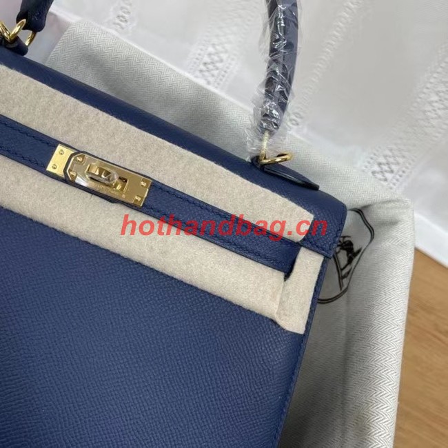 Hermes Kelly 25cm Shoulder Bags Epsom KL2755 Royal blue&gold-Tone Metal