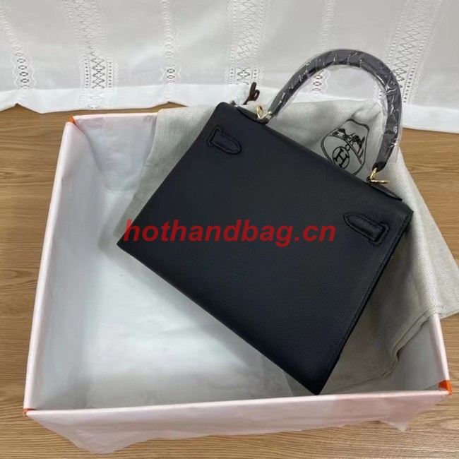 Hermes Kelly 25cm Shoulder Bags Epsom KL2755 black&gold-Tone Metal