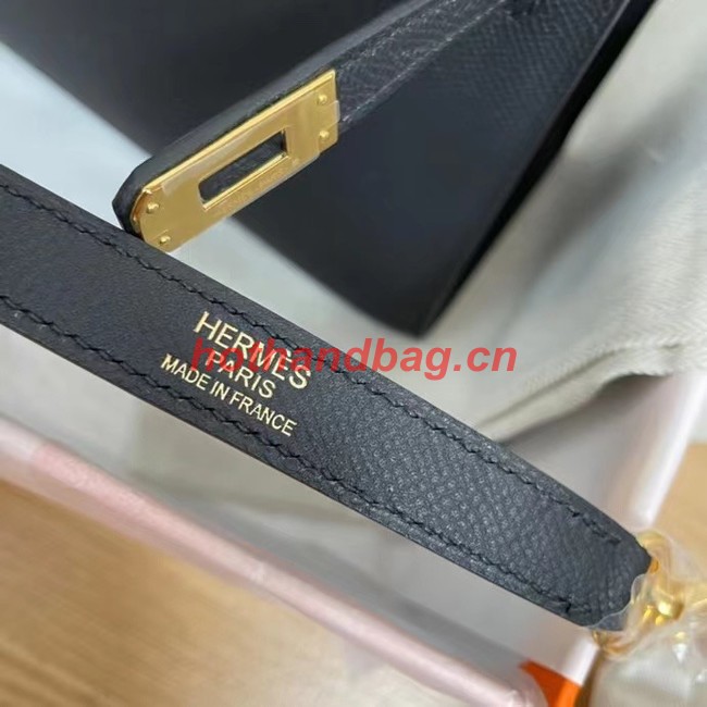 Hermes Kelly 25cm Shoulder Bags Epsom KL2755 black&gold-Tone Metal