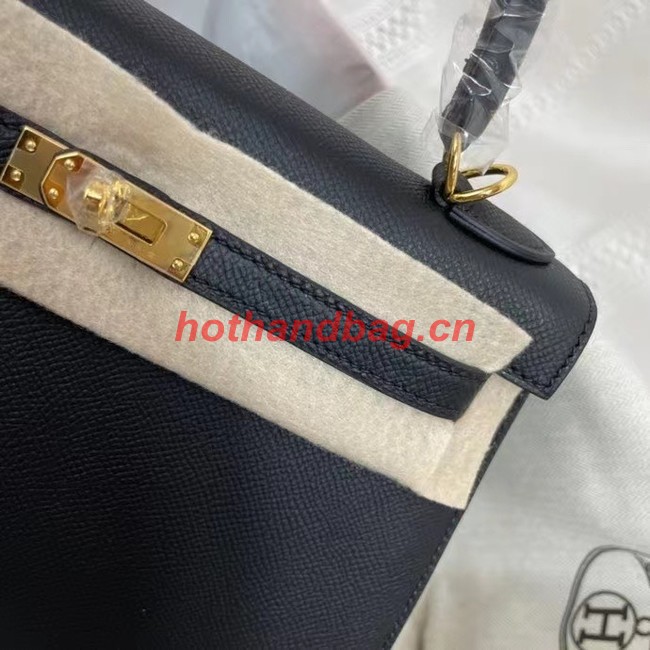 Hermes Kelly 25cm Shoulder Bags Epsom KL2755 black&gold-Tone Metal