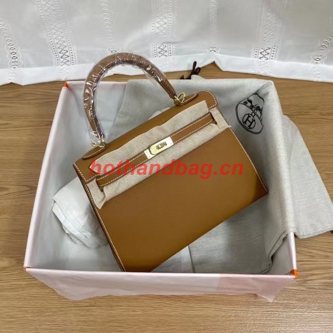 Hermes Kelly 25cm Shoulder Bags Epsom KL2755 brown&gold-Tone Metal