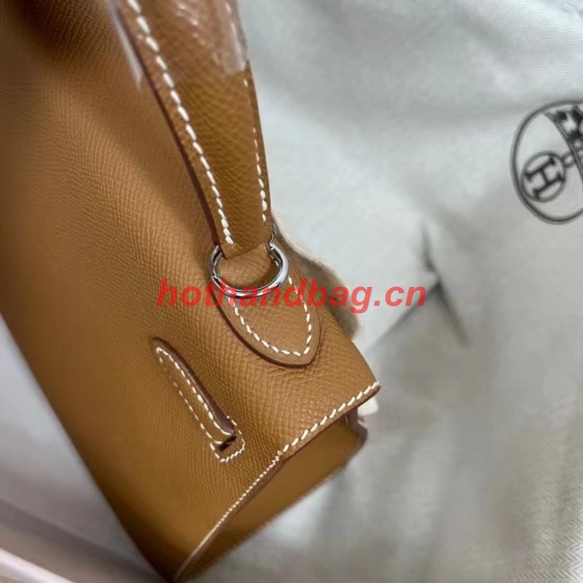 Hermes Kelly 25cm Shoulder Bags Epsom KL2755 brown&silver-Tone Metal