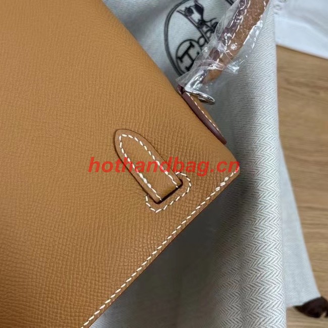 Hermes Kelly 25cm Shoulder Bags Epsom KL2755 brown&silver-Tone Metal