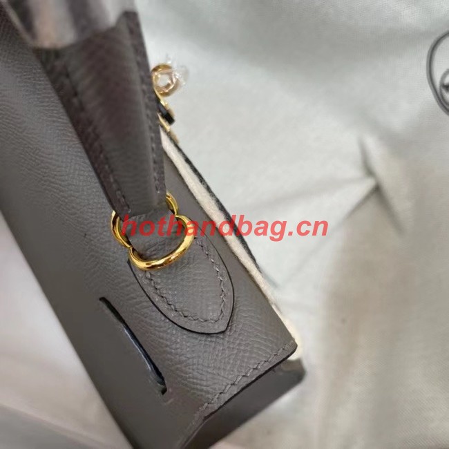 Hermes Kelly 25cm Shoulder Bags Epsom KL2755 dark grey&gold-Tone Metal