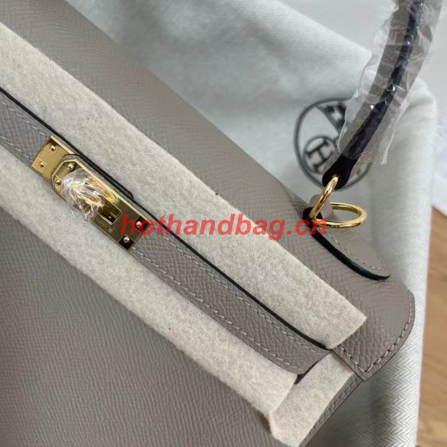 Hermes Kelly 25cm Shoulder Bags Epsom KL2755 gray&gold-Tone Metal