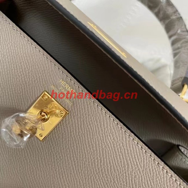 Hermes Kelly 25cm Shoulder Bags Epsom KL2755 gray&gold-Tone Metal