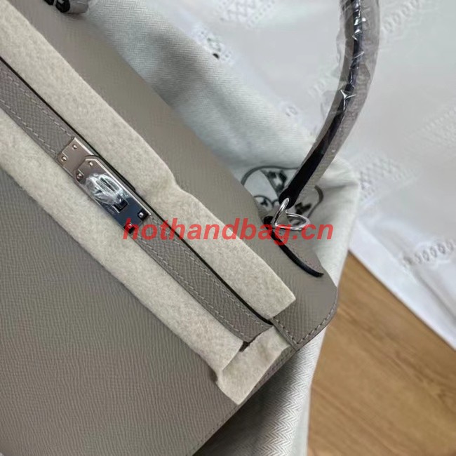 Hermes Kelly 25cm Shoulder Bags Epsom KL2755 gray&silver-Tone Metal