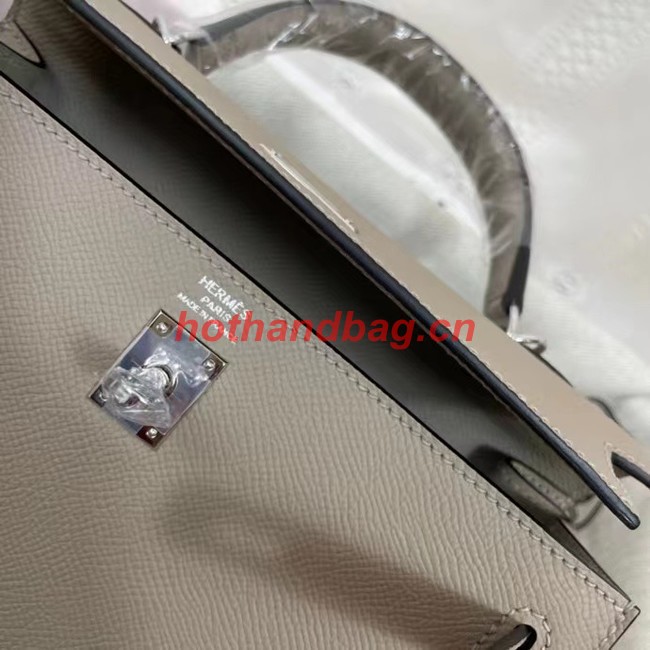 Hermes Kelly 25cm Shoulder Bags Epsom KL2755 gray&silver-Tone Metal