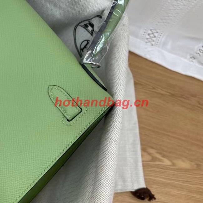 Hermes Kelly 25cm Shoulder Bags Epsom KL2755 green&silver-Tone Metal