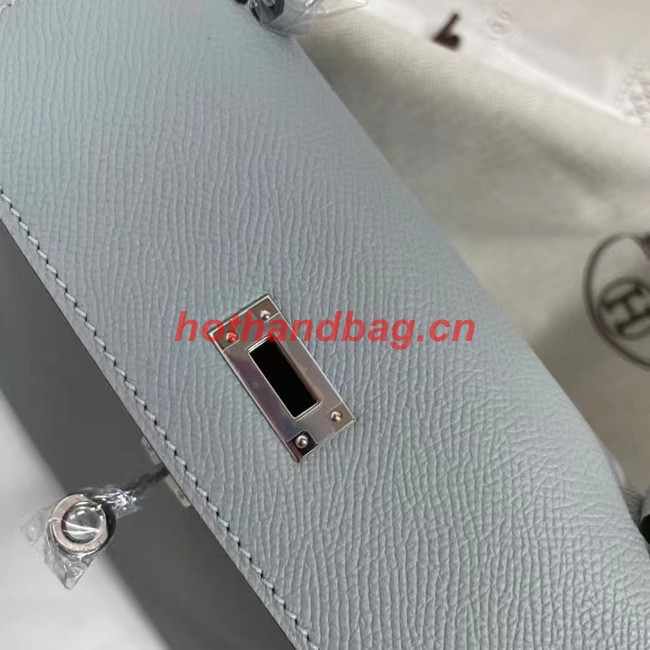 Hermes Kelly 25cm Shoulder Bags Epsom KL2755 light blue&silver-Tone Metal