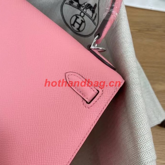 Hermes Kelly 25cm Shoulder Bags Epsom KL2755 pink&silver-Tone Metal